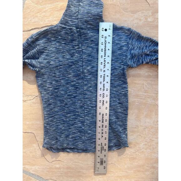 Free People M Blue Striped Elbow Sleeves Turtleneck Top Blouse - Picture 5 of 6